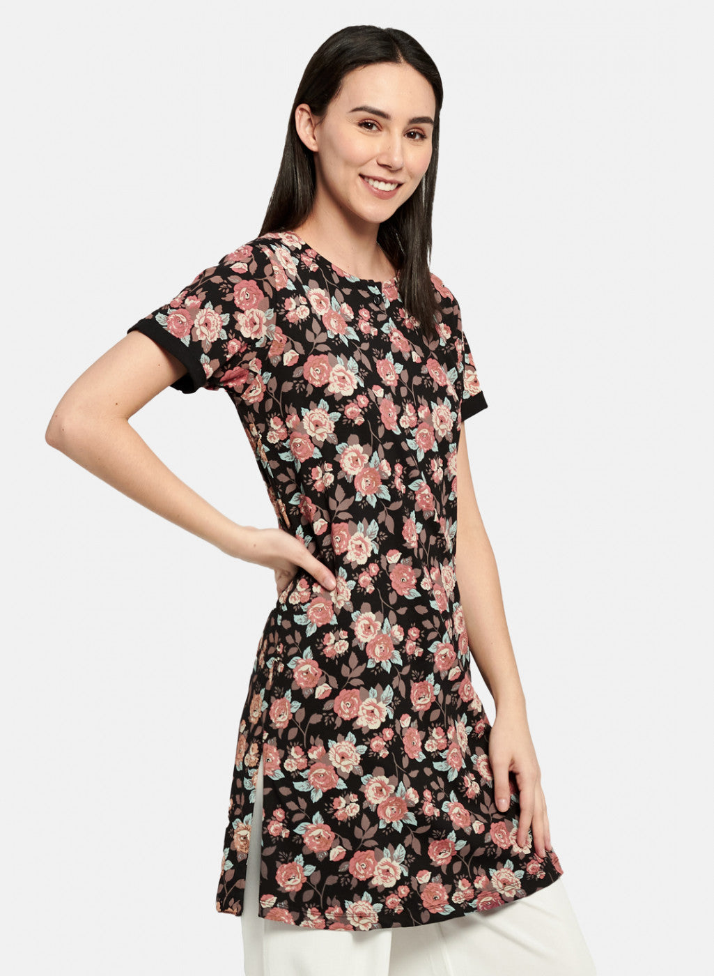 Womens Black Printed Top