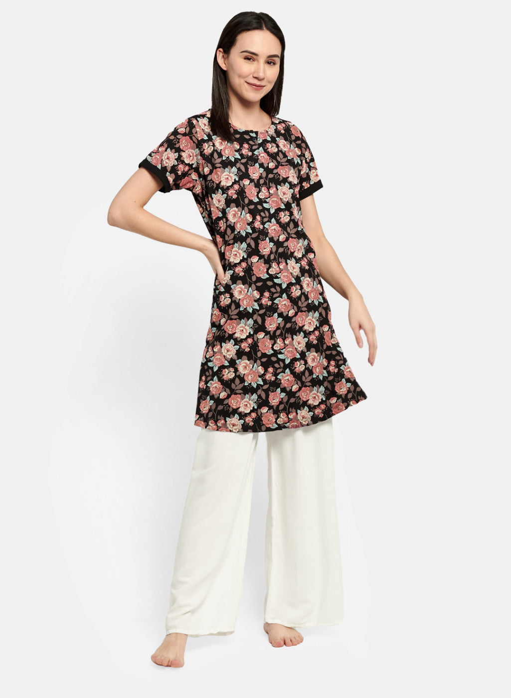 Womens Black Printed Top