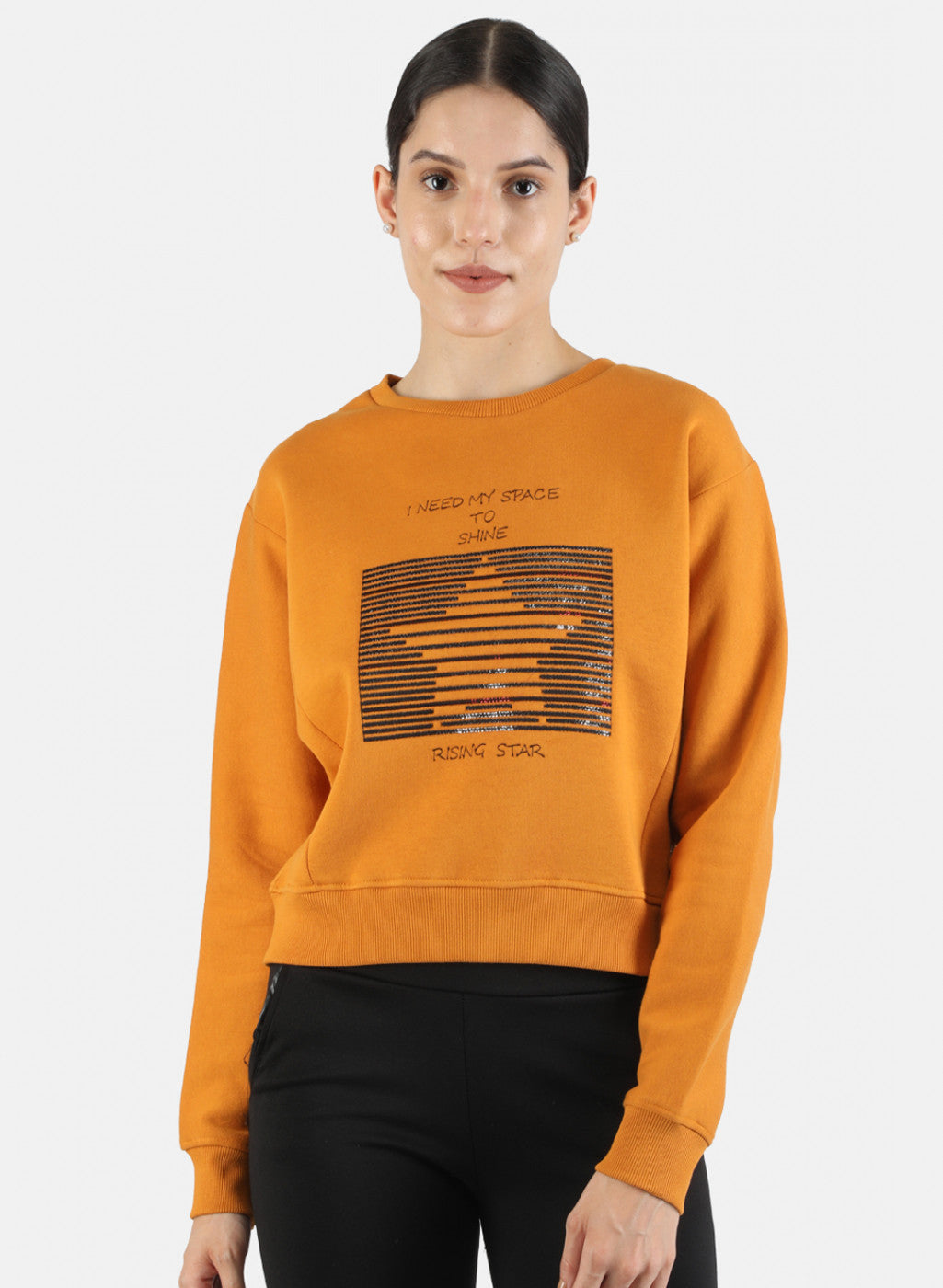 Women Brown Embroidered Sweatshirt