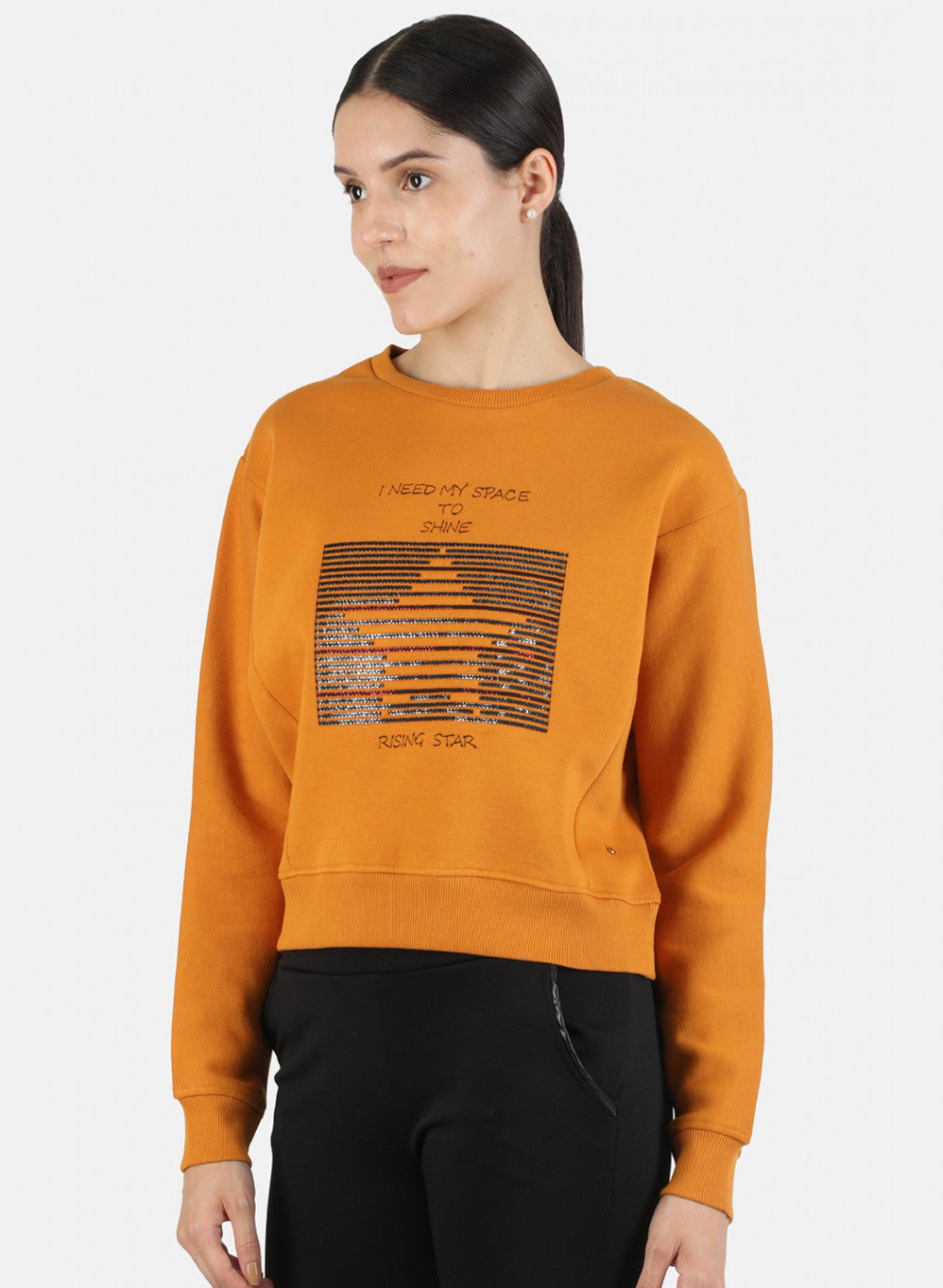 Women Brown Embroidered Sweatshirt