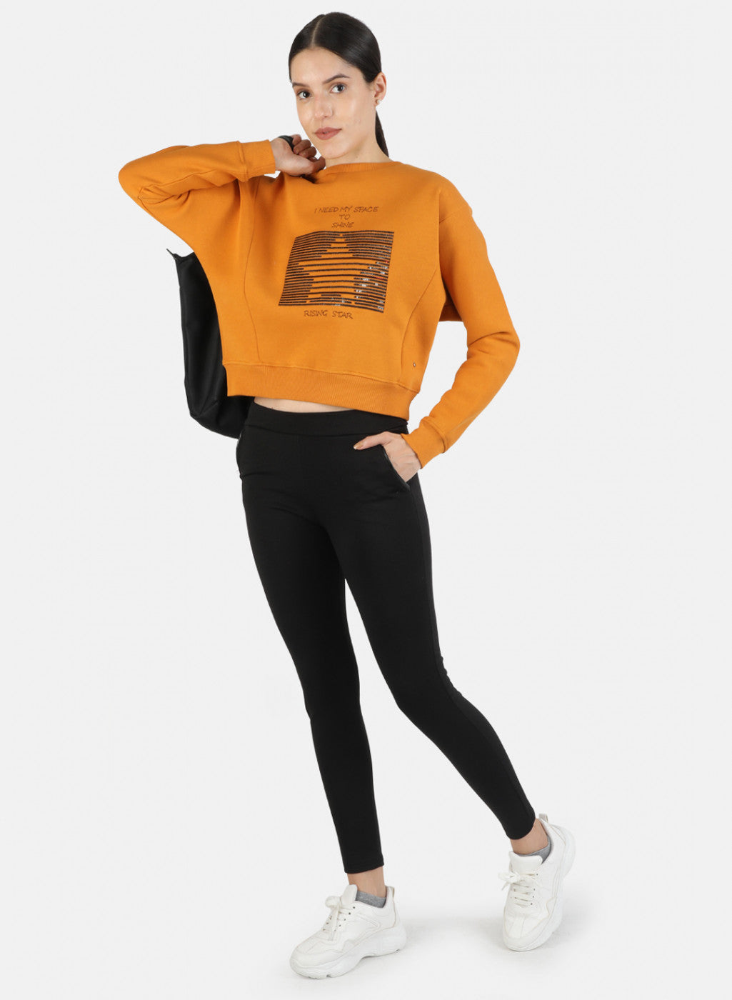 Women Brown Embroidered Sweatshirt
