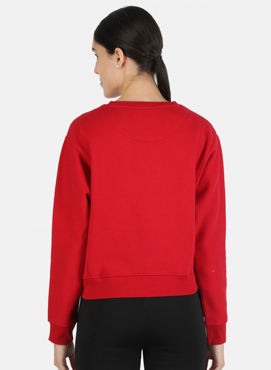 Women Red Embroidered Sweatshirt
