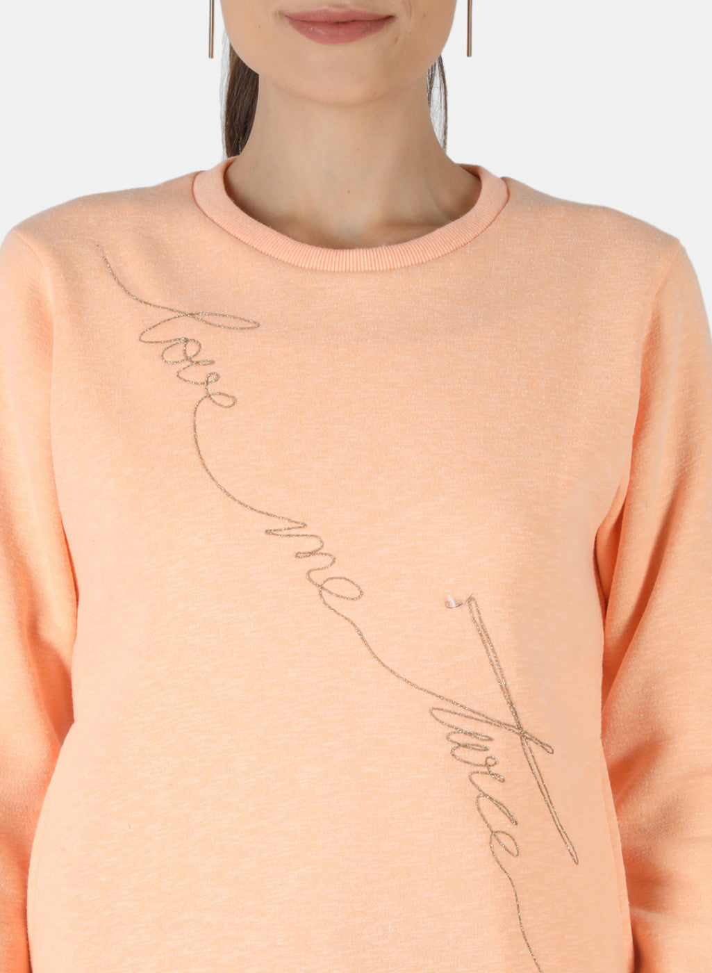 Women Peach Embroidered Sweatshirt