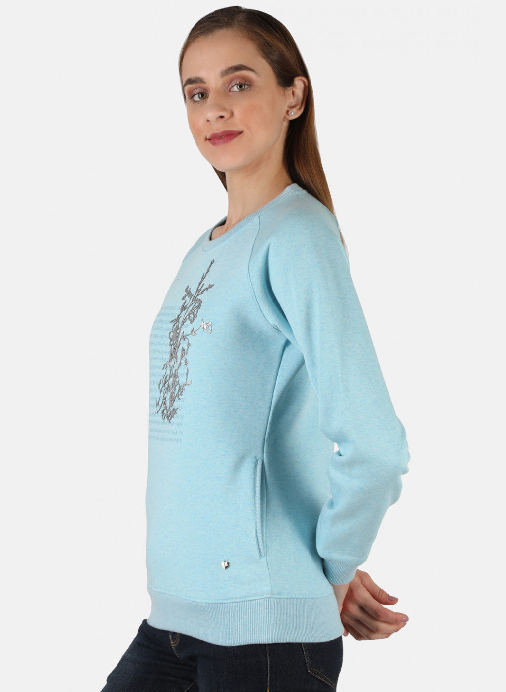 Women Blue Printed Sweatshirt