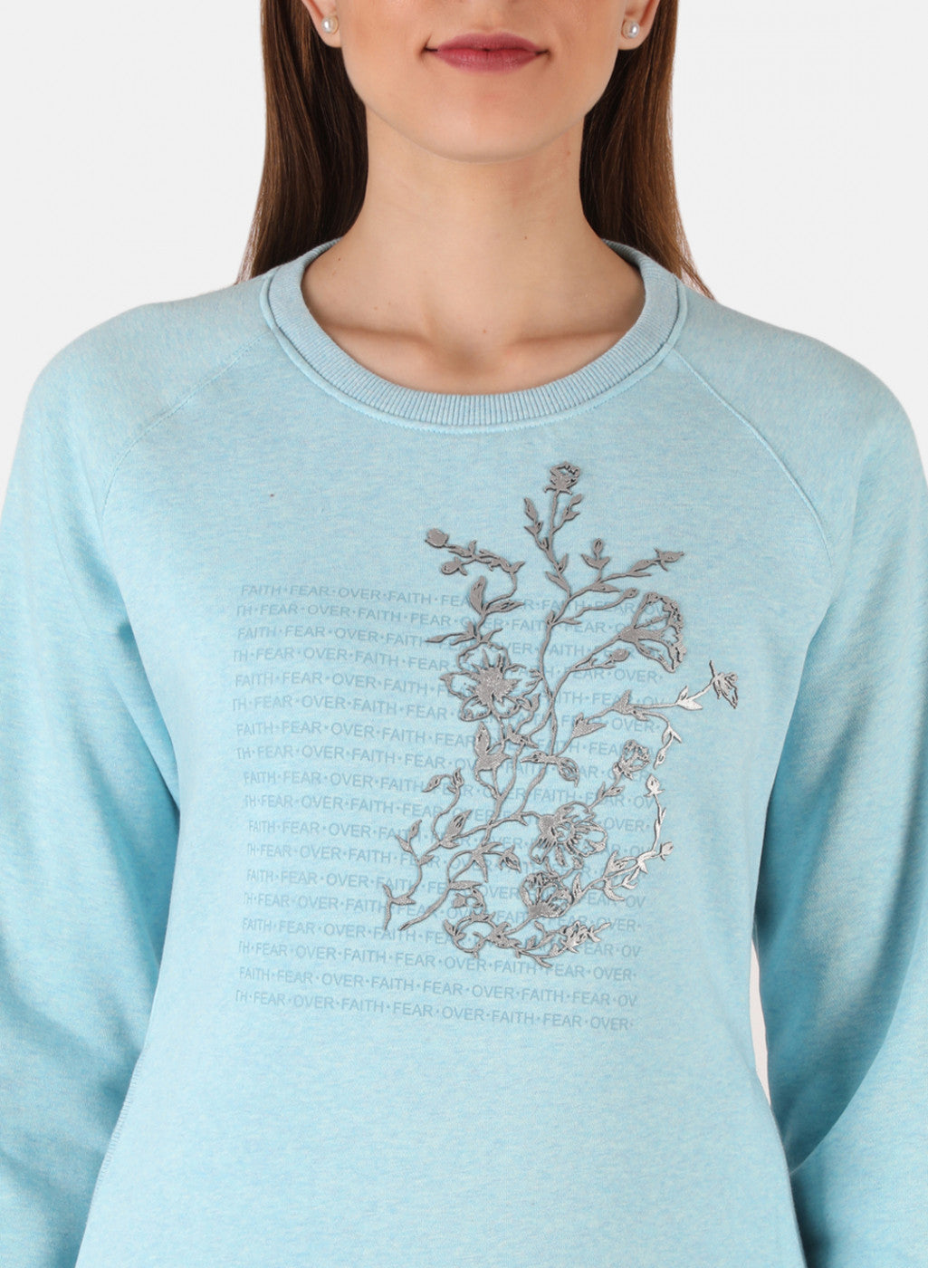 Women Blue Printed Sweatshirt