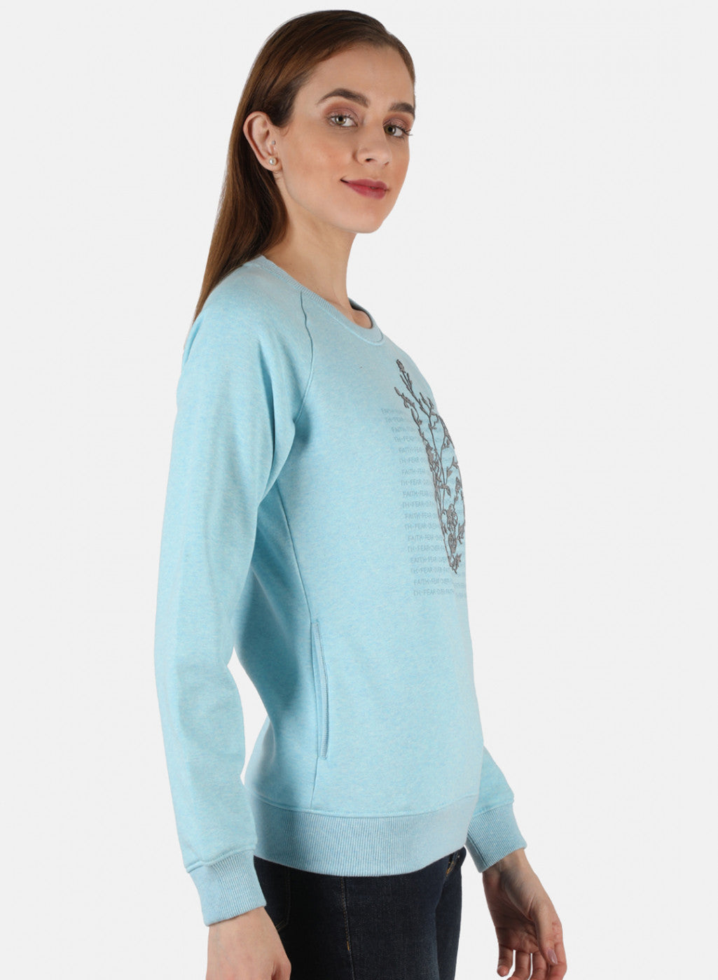 Women Blue Printed Sweatshirt