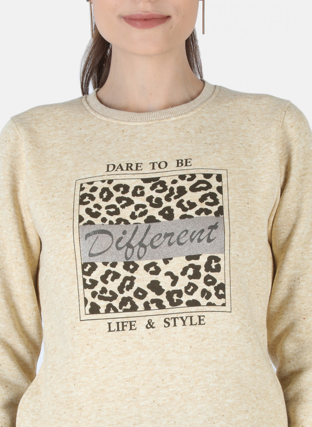 Women Khaki Printed Sweatshirt
