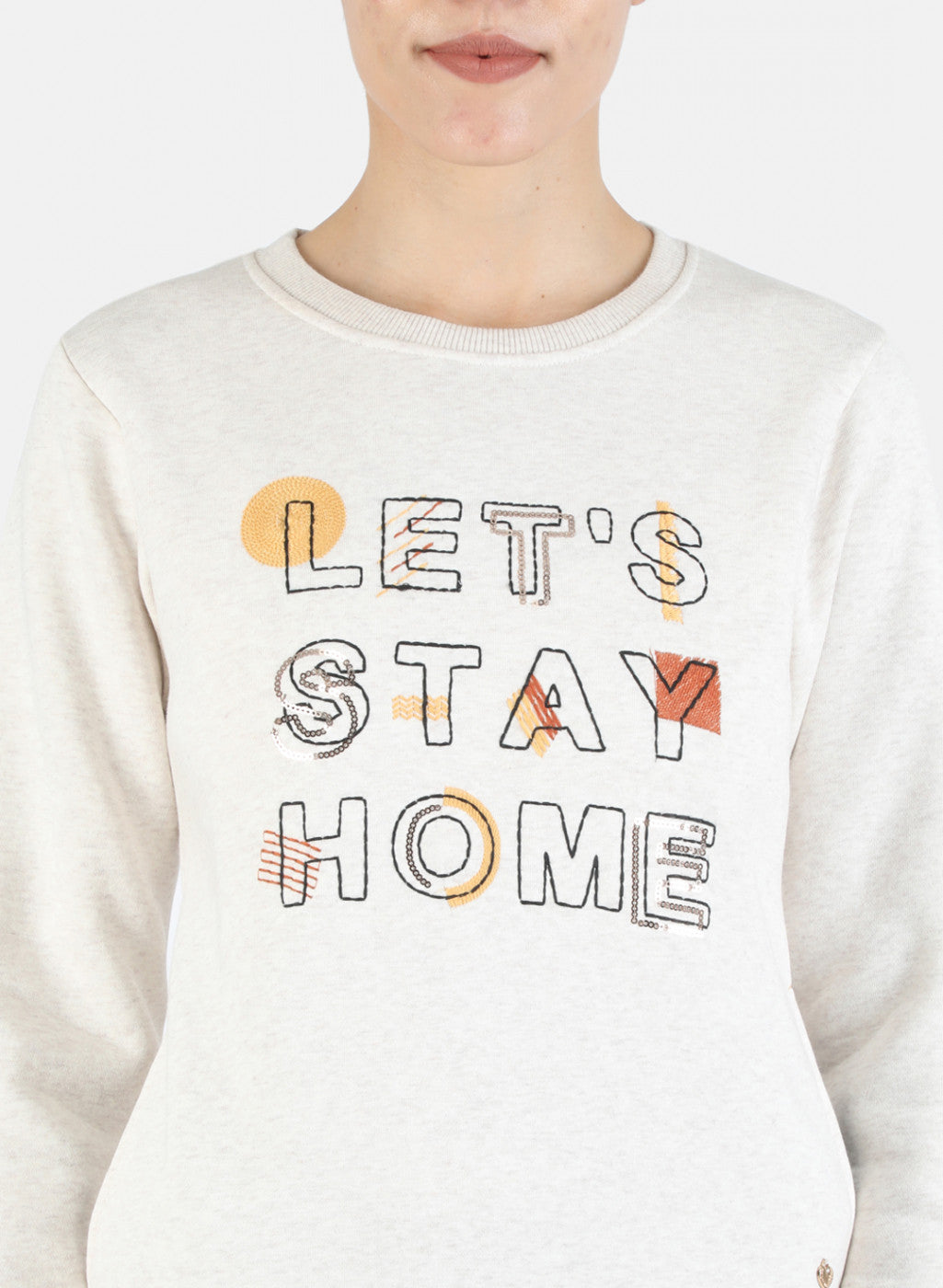 Women Beige Embroidered Sweatshirt