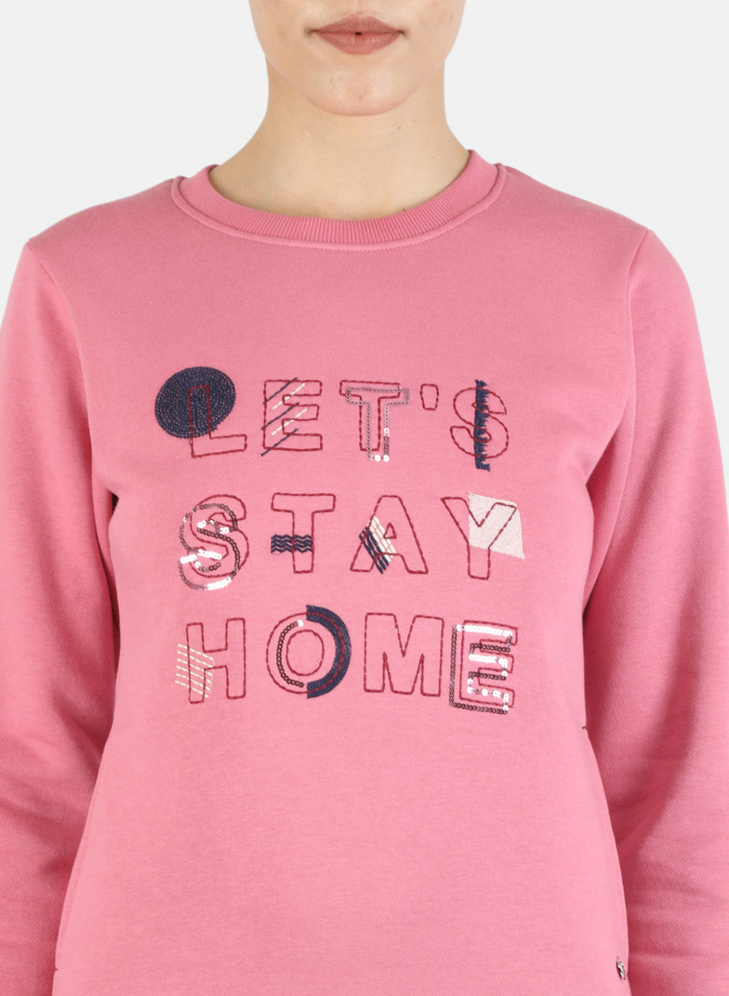 Women Pink Embroidered Sweatshirt