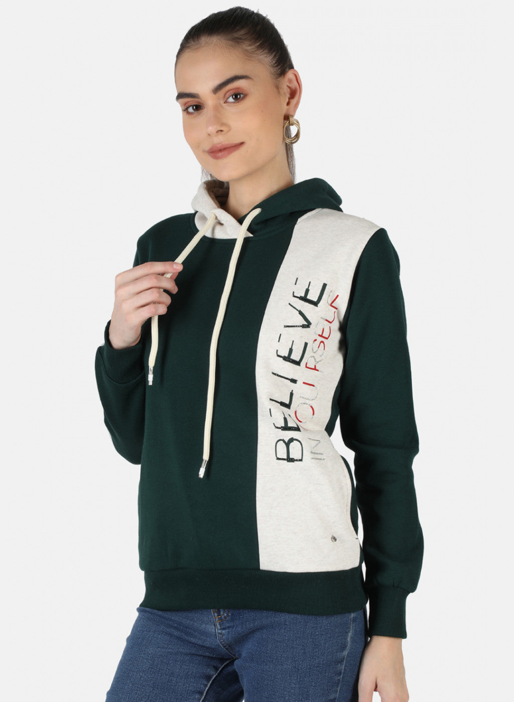 Women Green Printed Sweatshirt