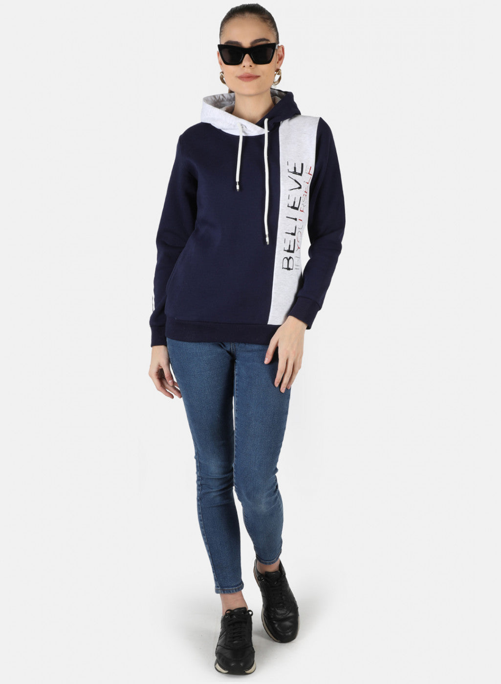 Women Blue Printed Sweatshirt