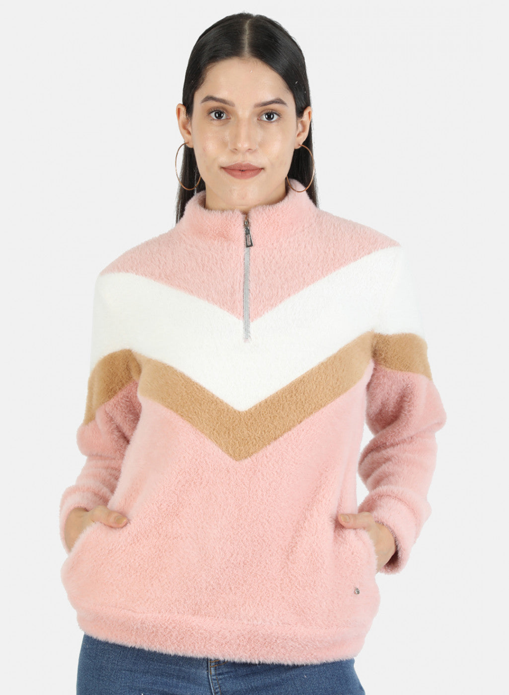 Women Pink Solid Sweatshirt