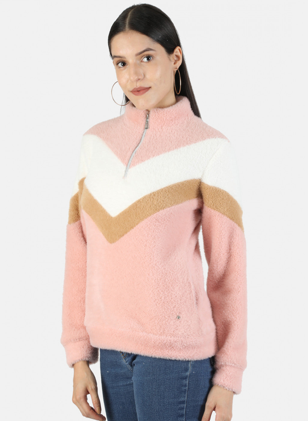 Women Pink Solid Sweatshirt