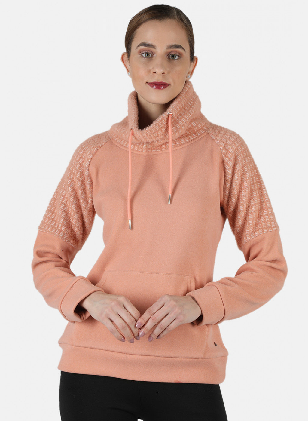 Women Beige Solid Sweatshirt