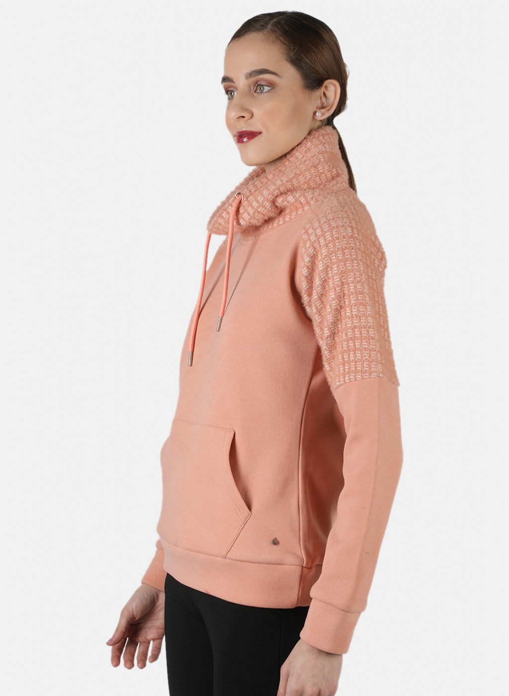 Women Beige Solid Sweatshirt