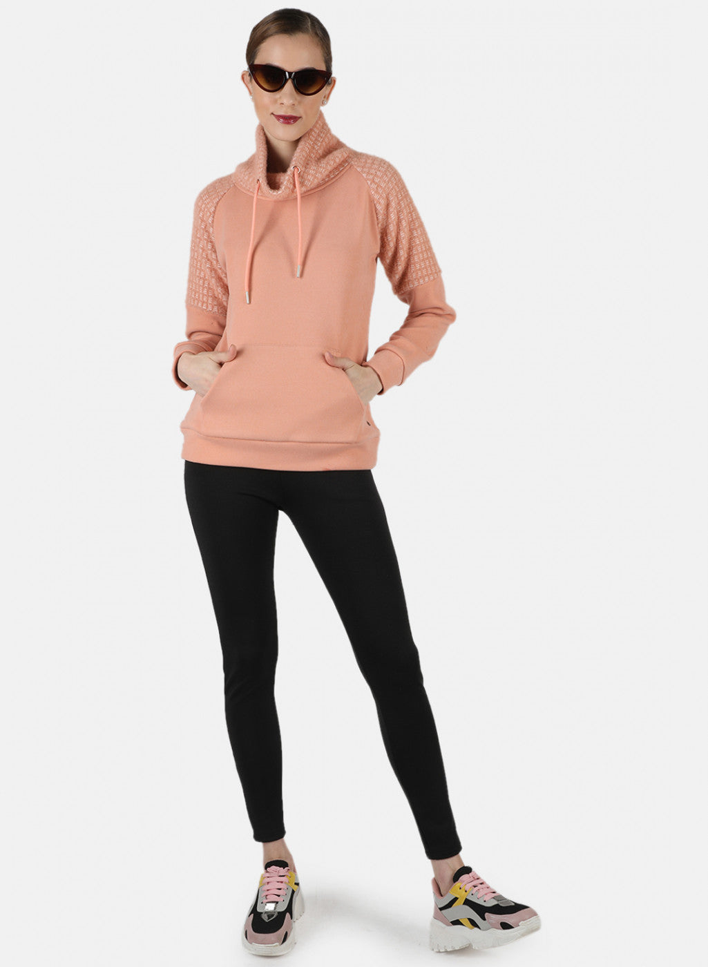 Women Beige Solid Sweatshirt
