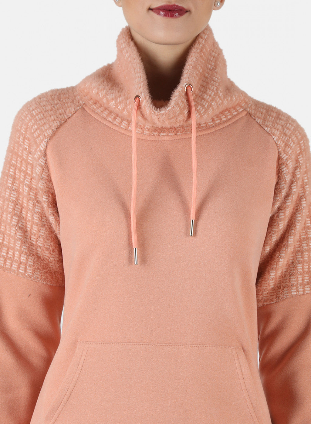 Women Beige Solid Sweatshirt