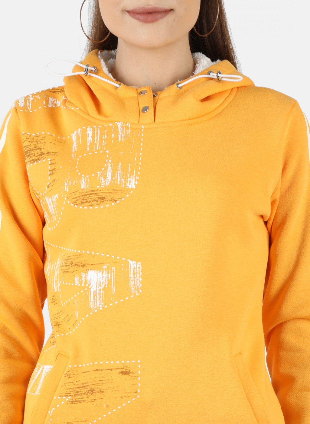 Women Gold Printed Sweatshirt