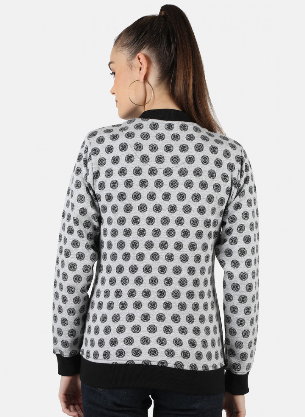 Women Grey Jaquard Sweatshirt