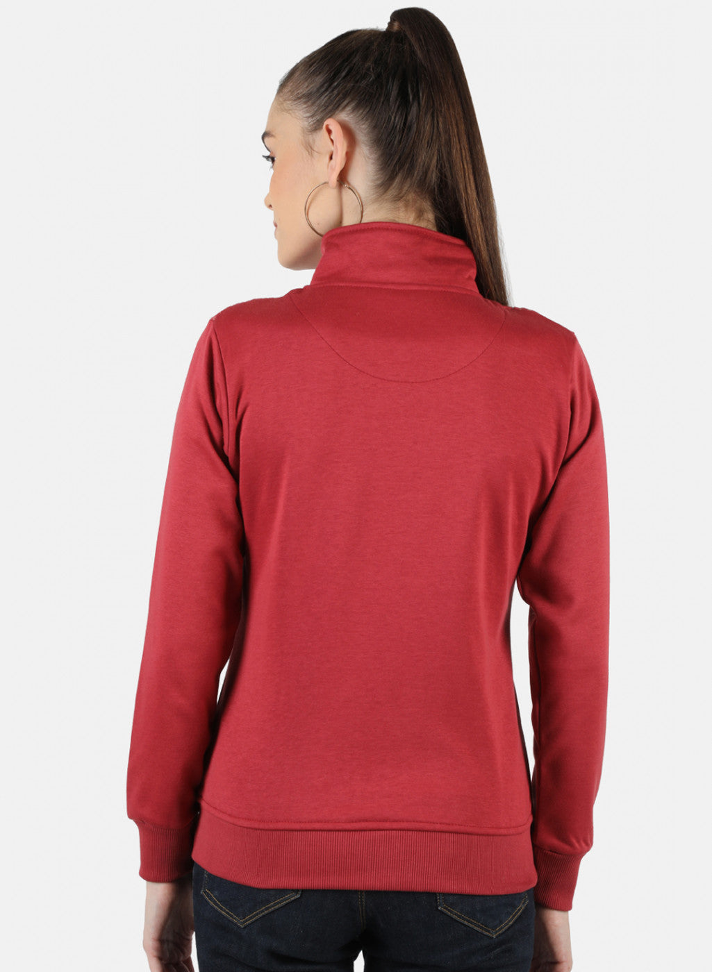 Women Red Solid Sweatshirt