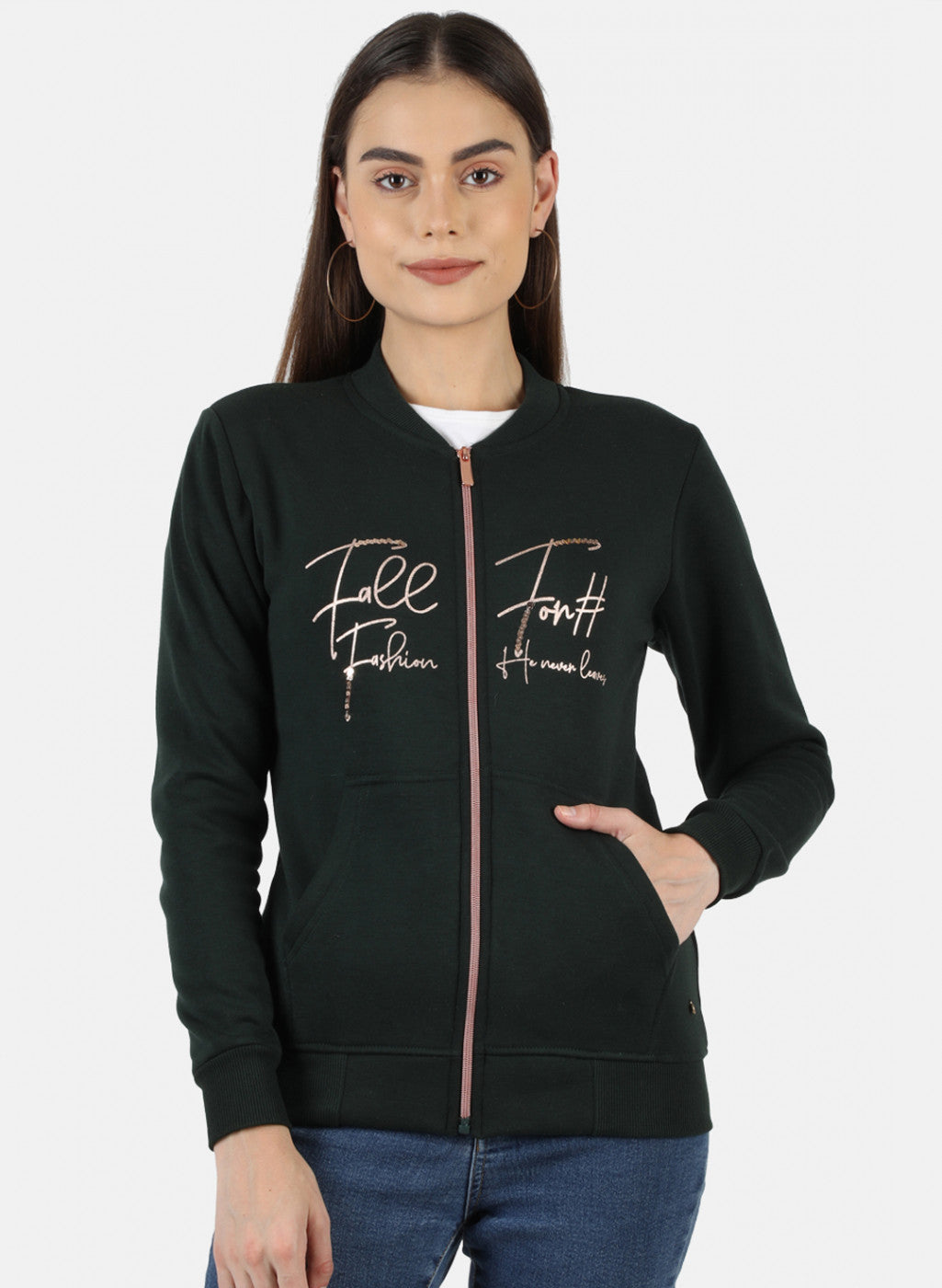 Women Green Printed Sweatshirt