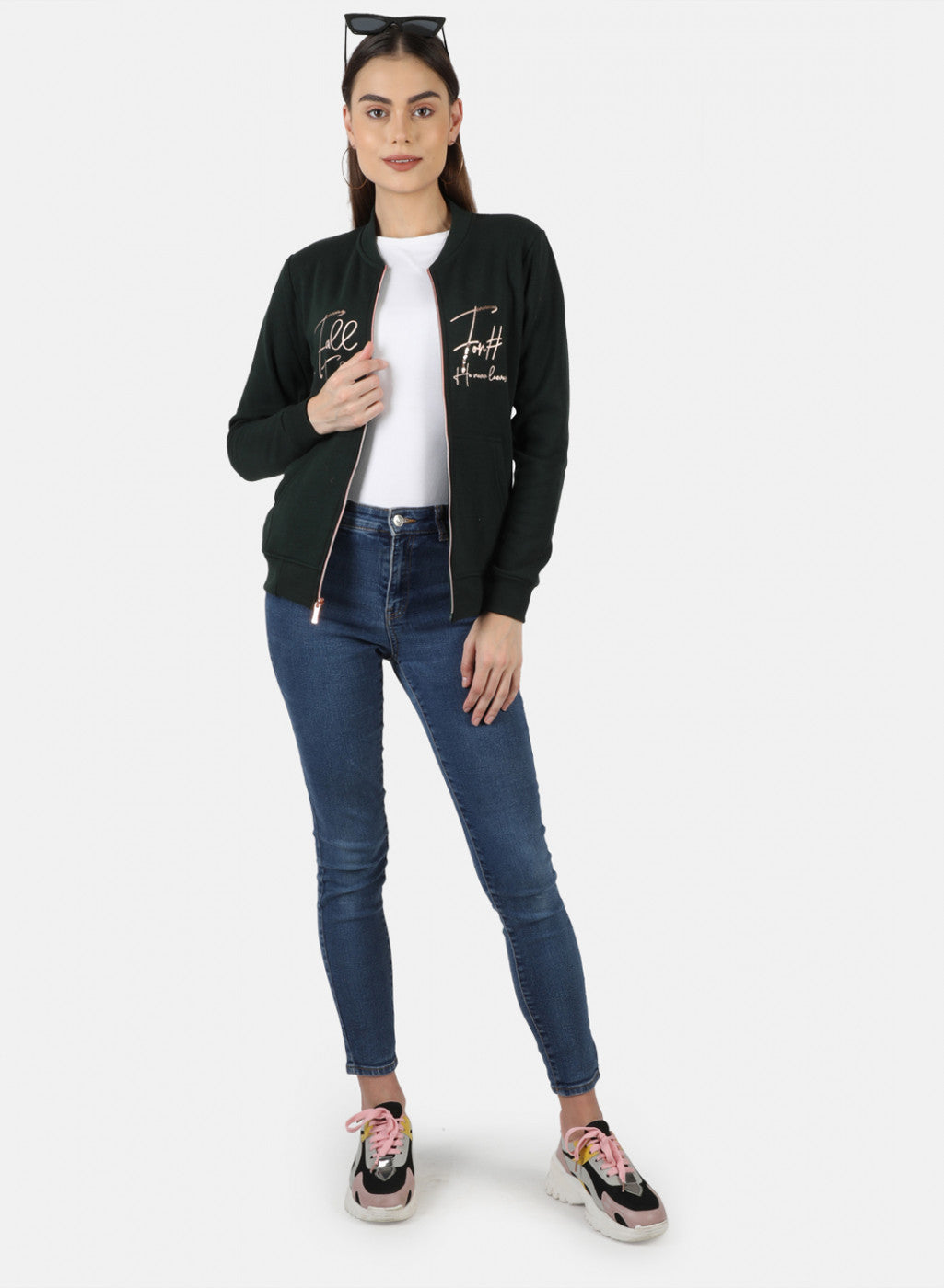 Women Green Printed Sweatshirt