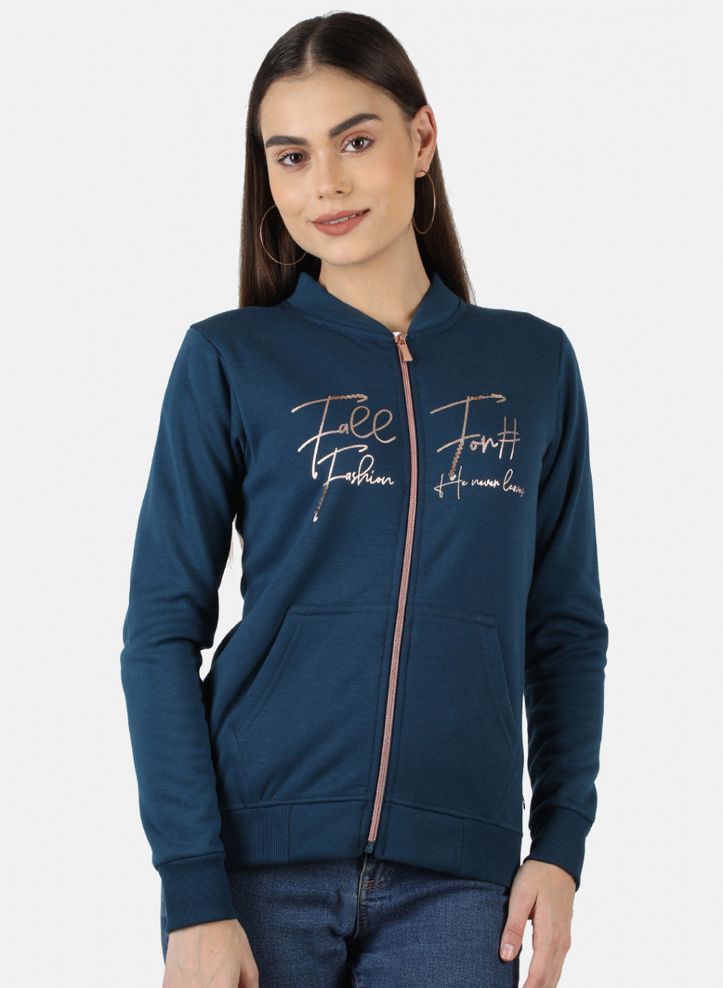 Women Blue Printed Sweatshirt