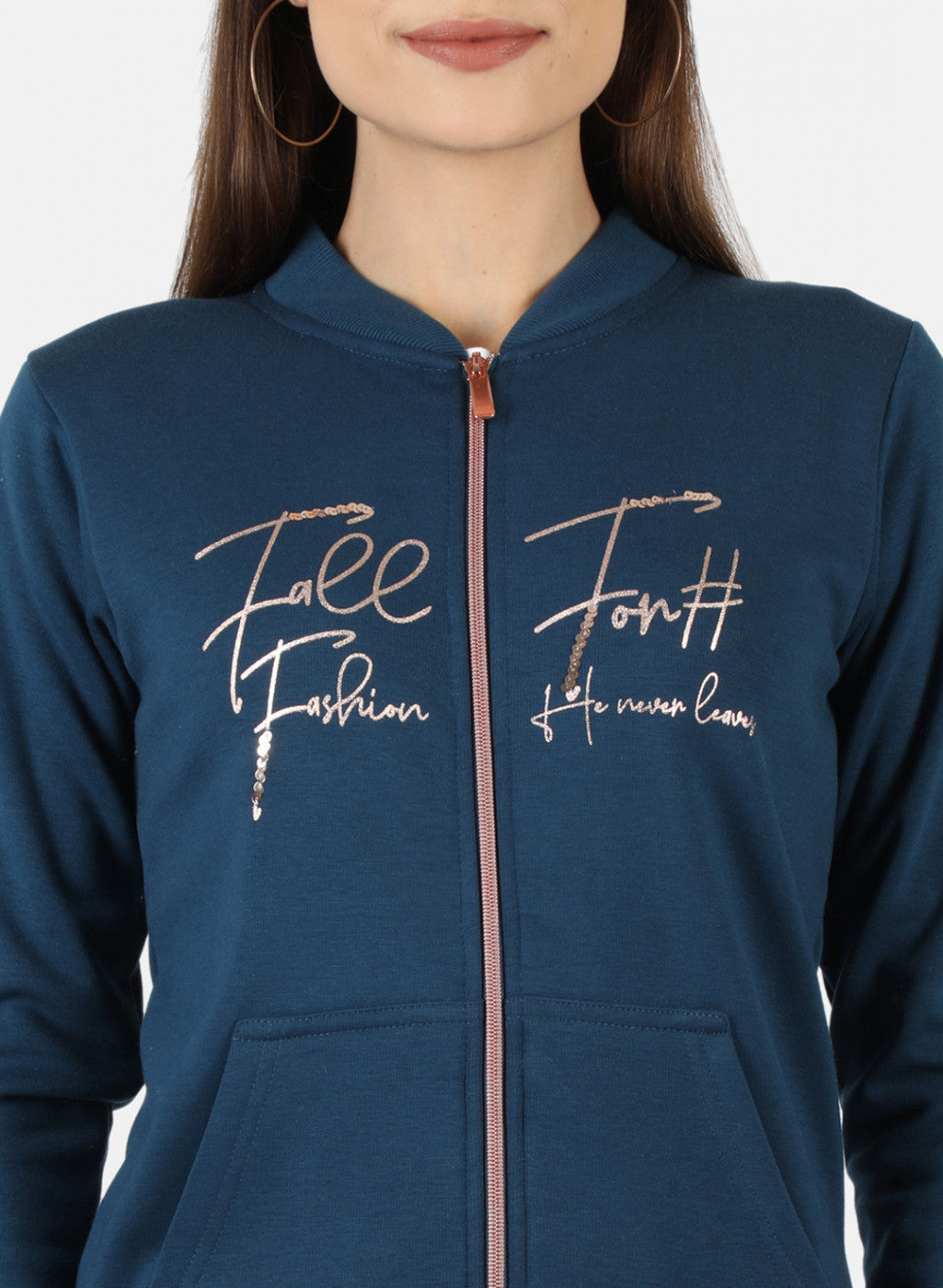 Women Blue Printed Sweatshirt