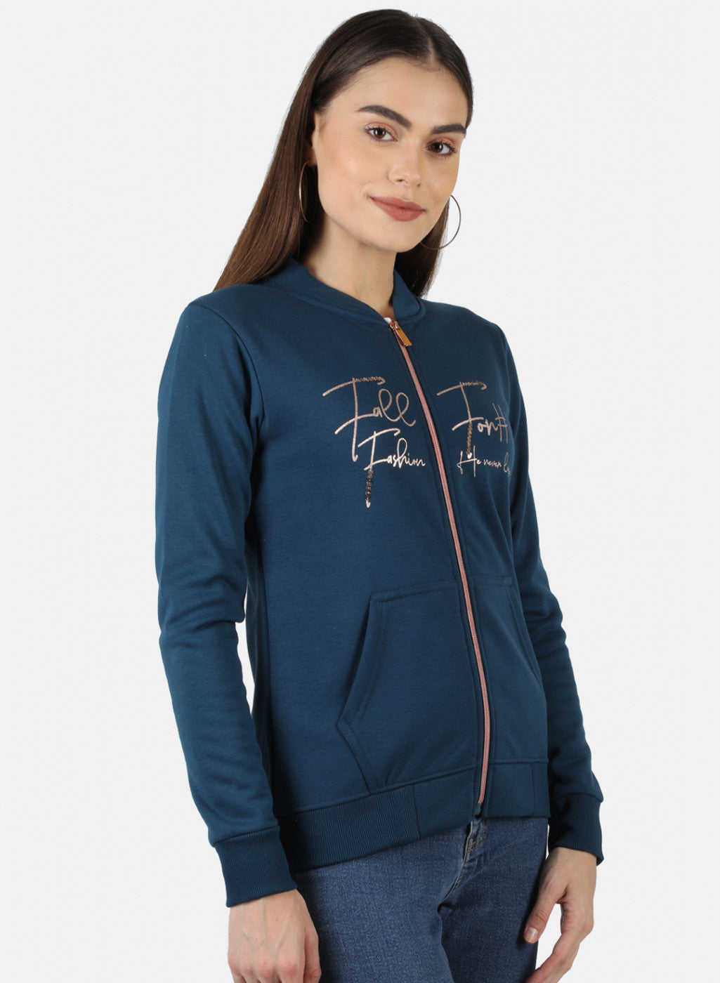 Women Blue Printed Sweatshirt