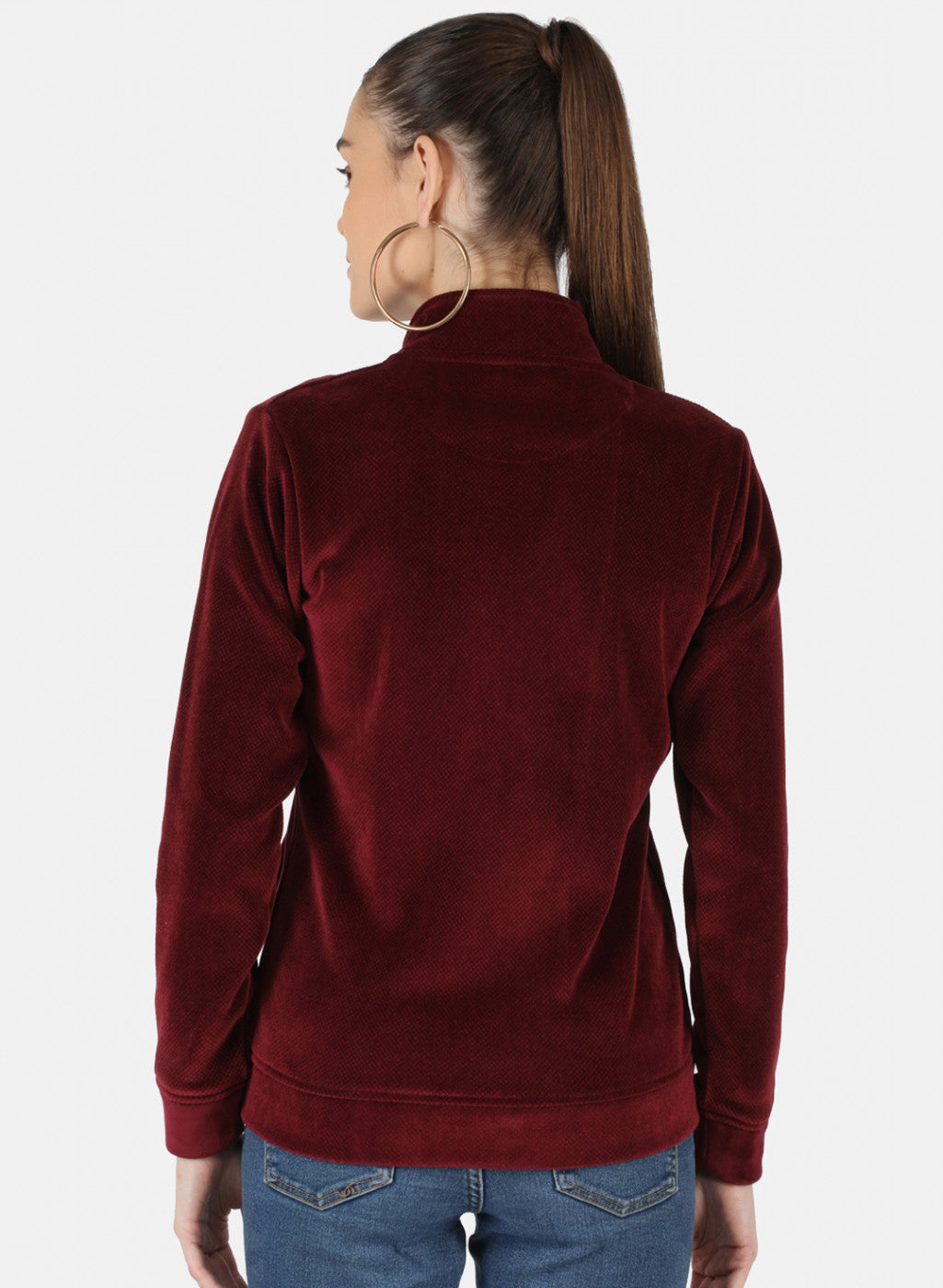 Women Purple Check Sweatshirt