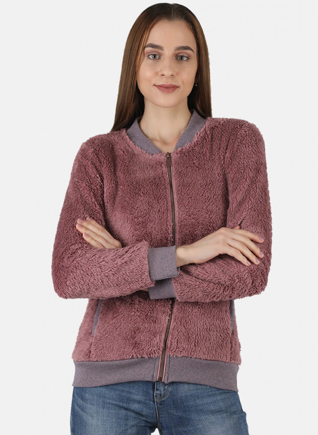 Women Pink Solid Sweatshirt