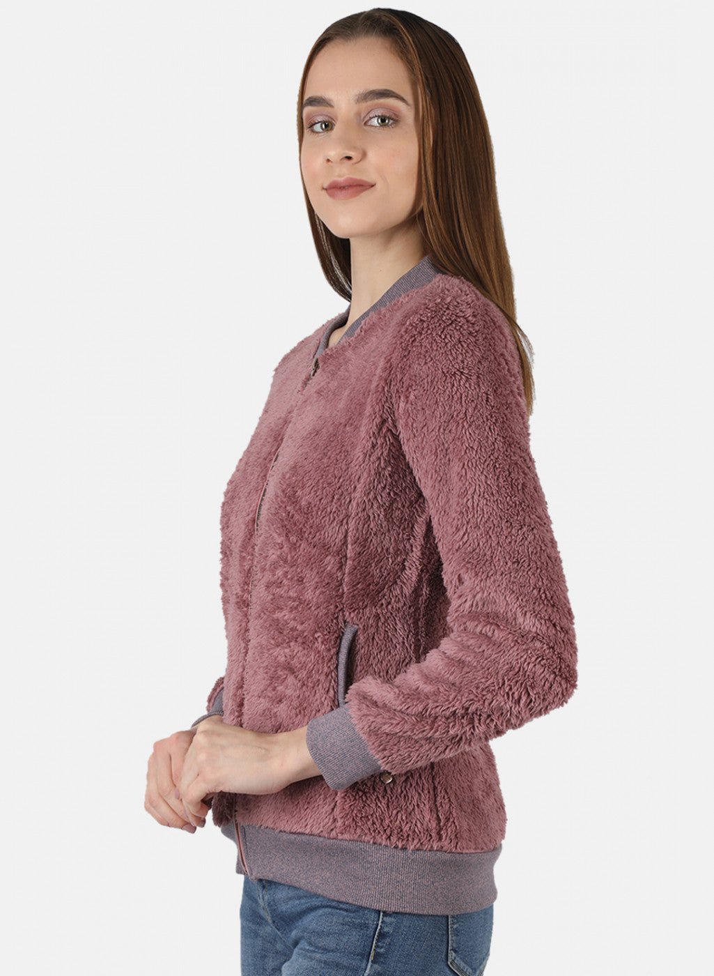 Women Pink Solid Sweatshirt