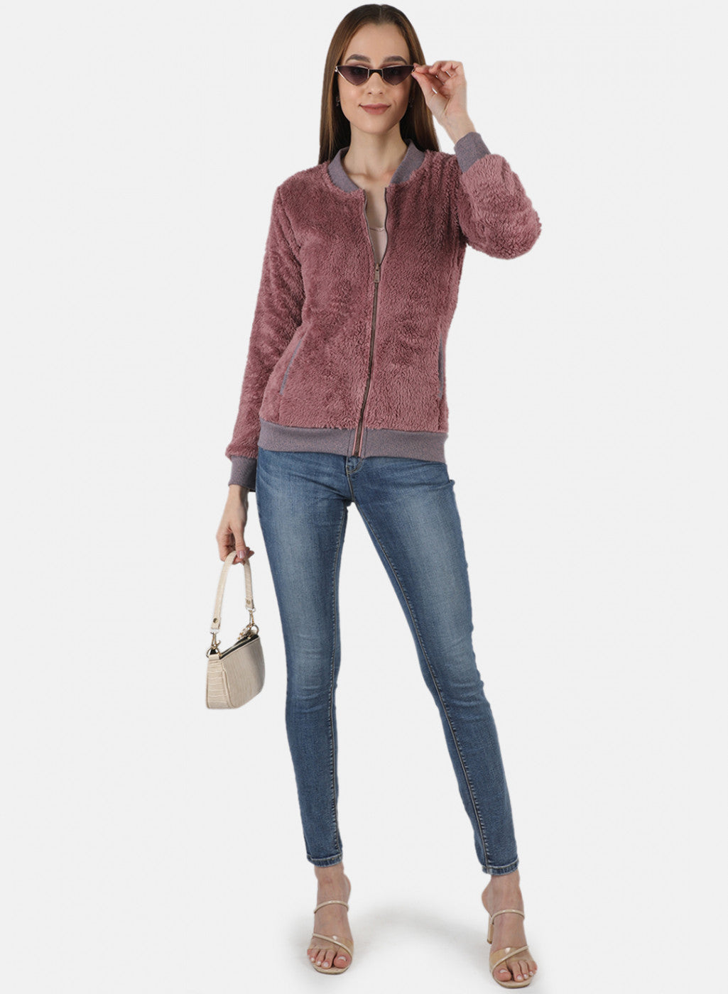 Women Pink Solid Sweatshirt