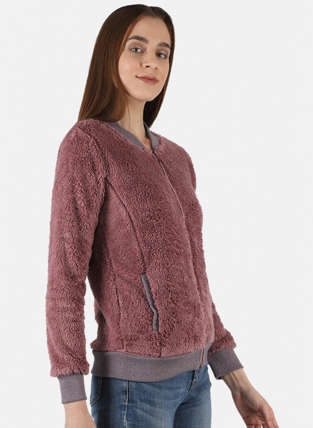 Women Pink Solid Sweatshirt