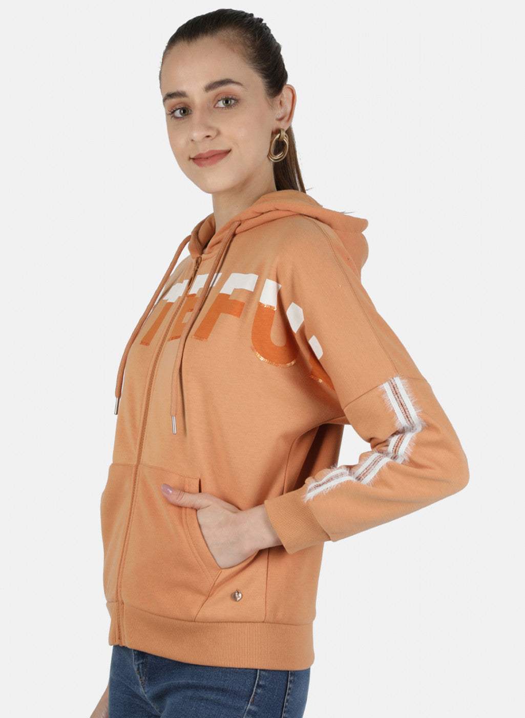 Women Brown Printed Sweatshirt