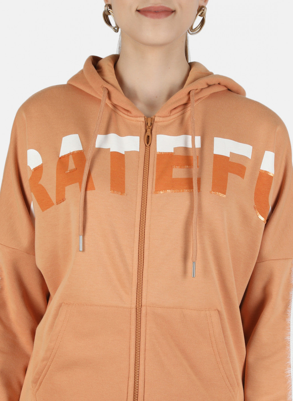 Women Brown Printed Sweatshirt