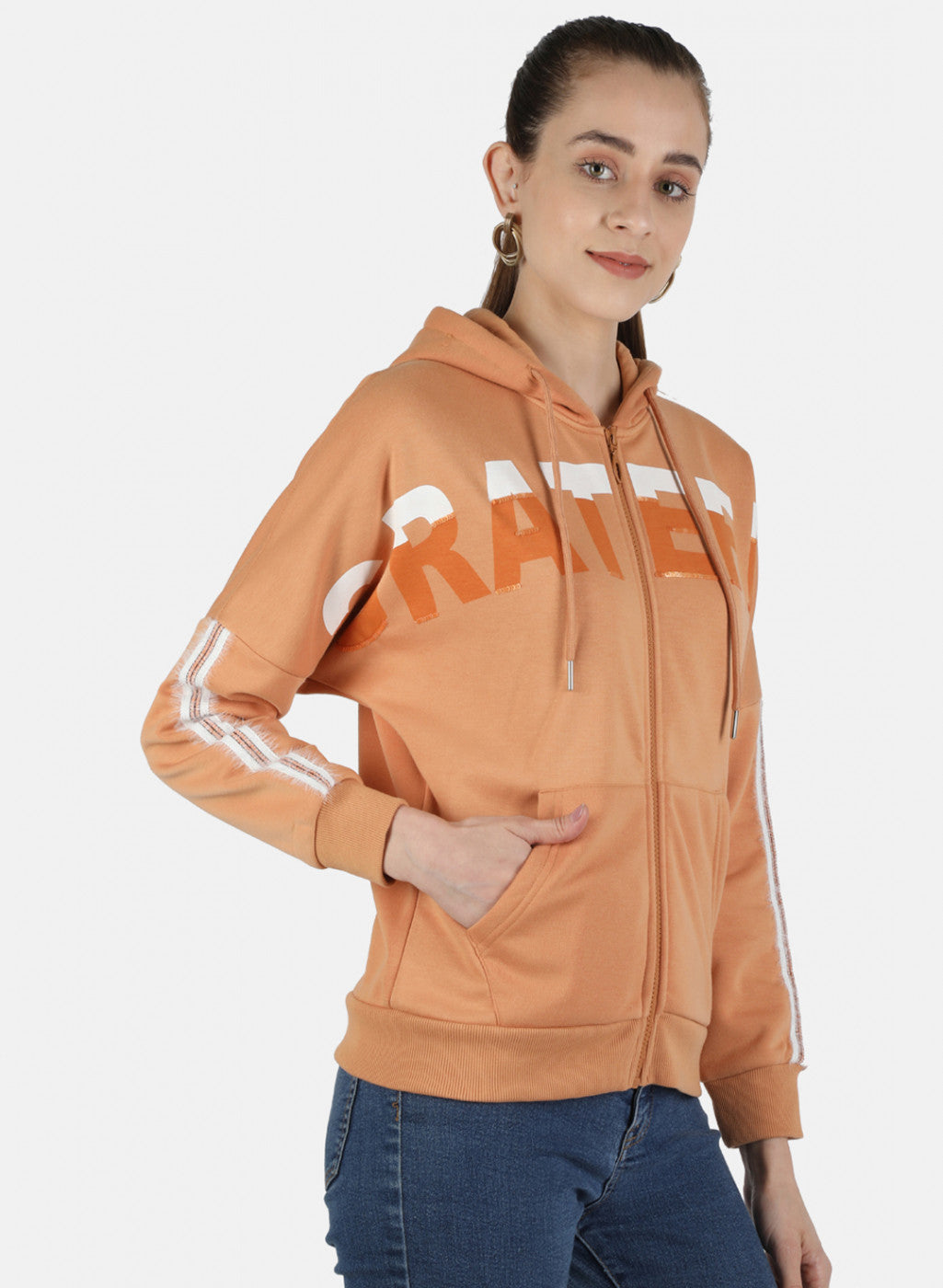 Women Brown Printed Sweatshirt