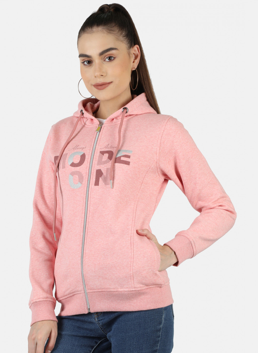 Women Pink Printed Sweatshirt