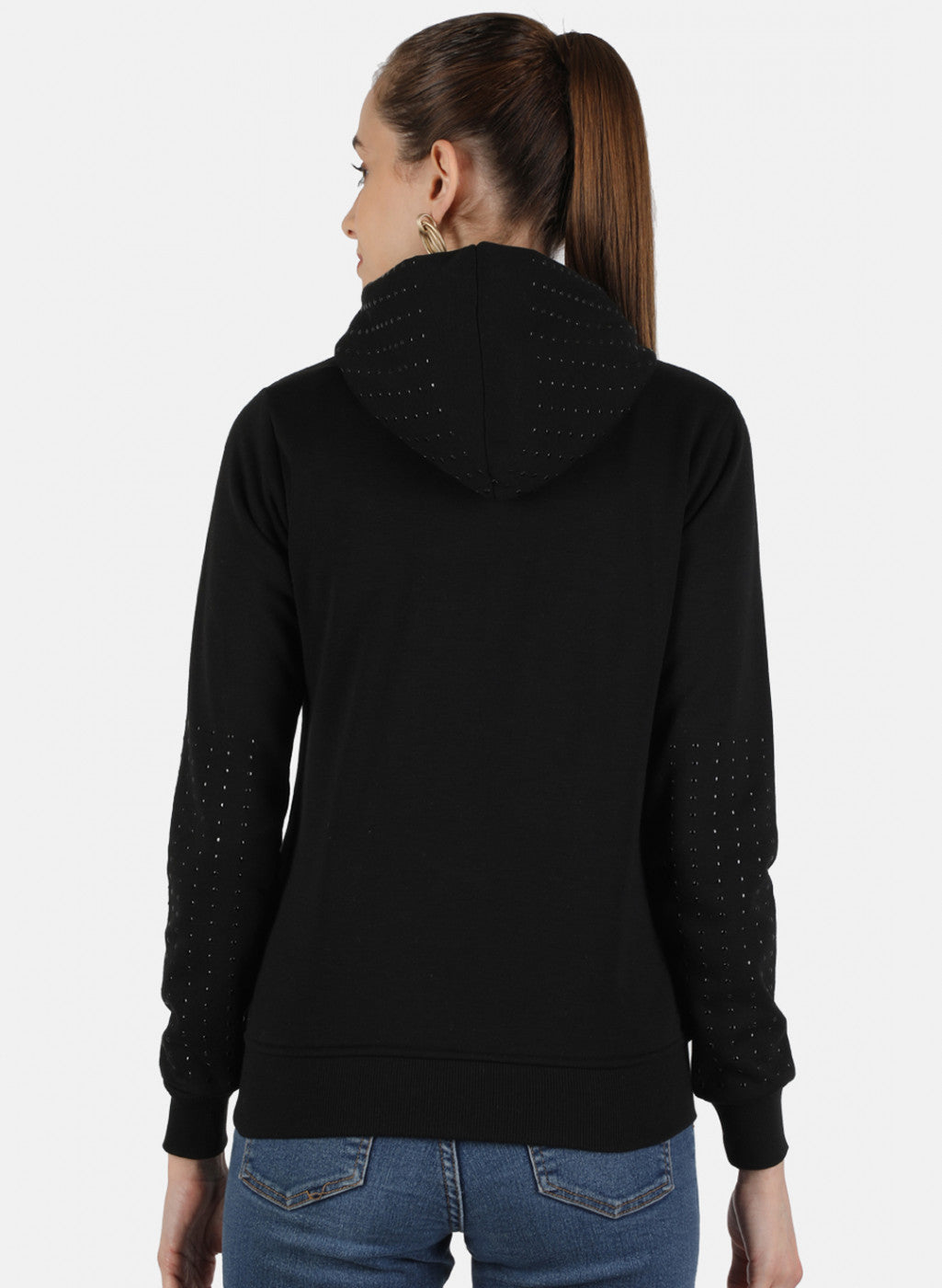 Women Black Solid Sweatshirt