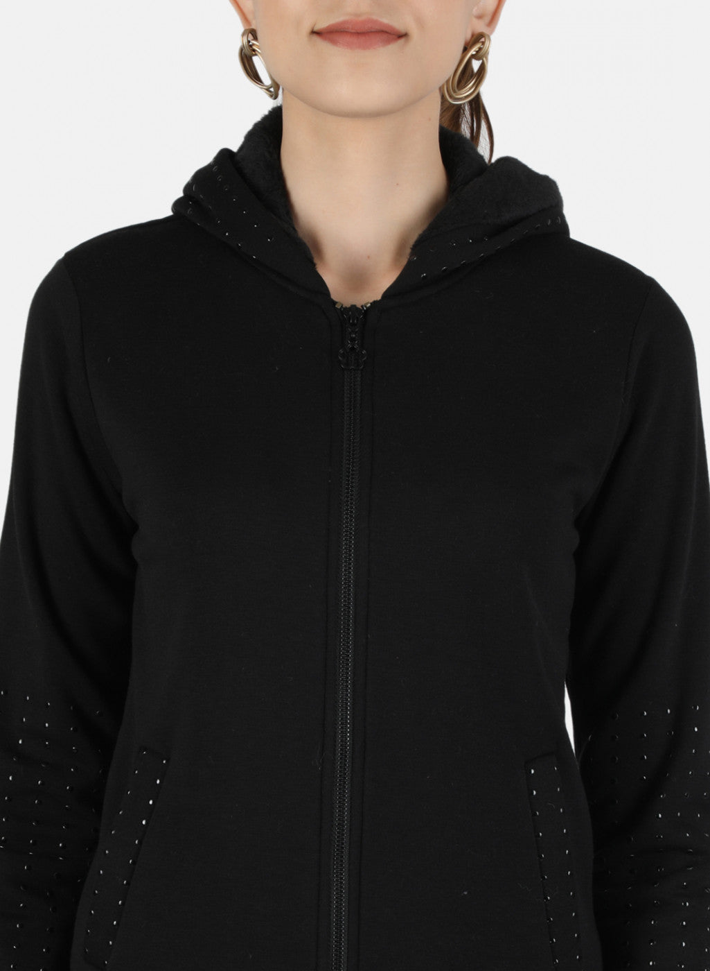 Women Black Solid Sweatshirt