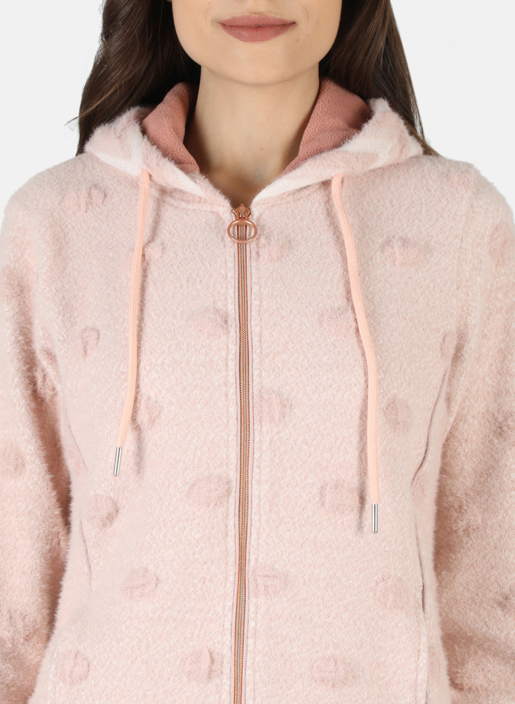 Women Peach Jaquard Sweatshirt