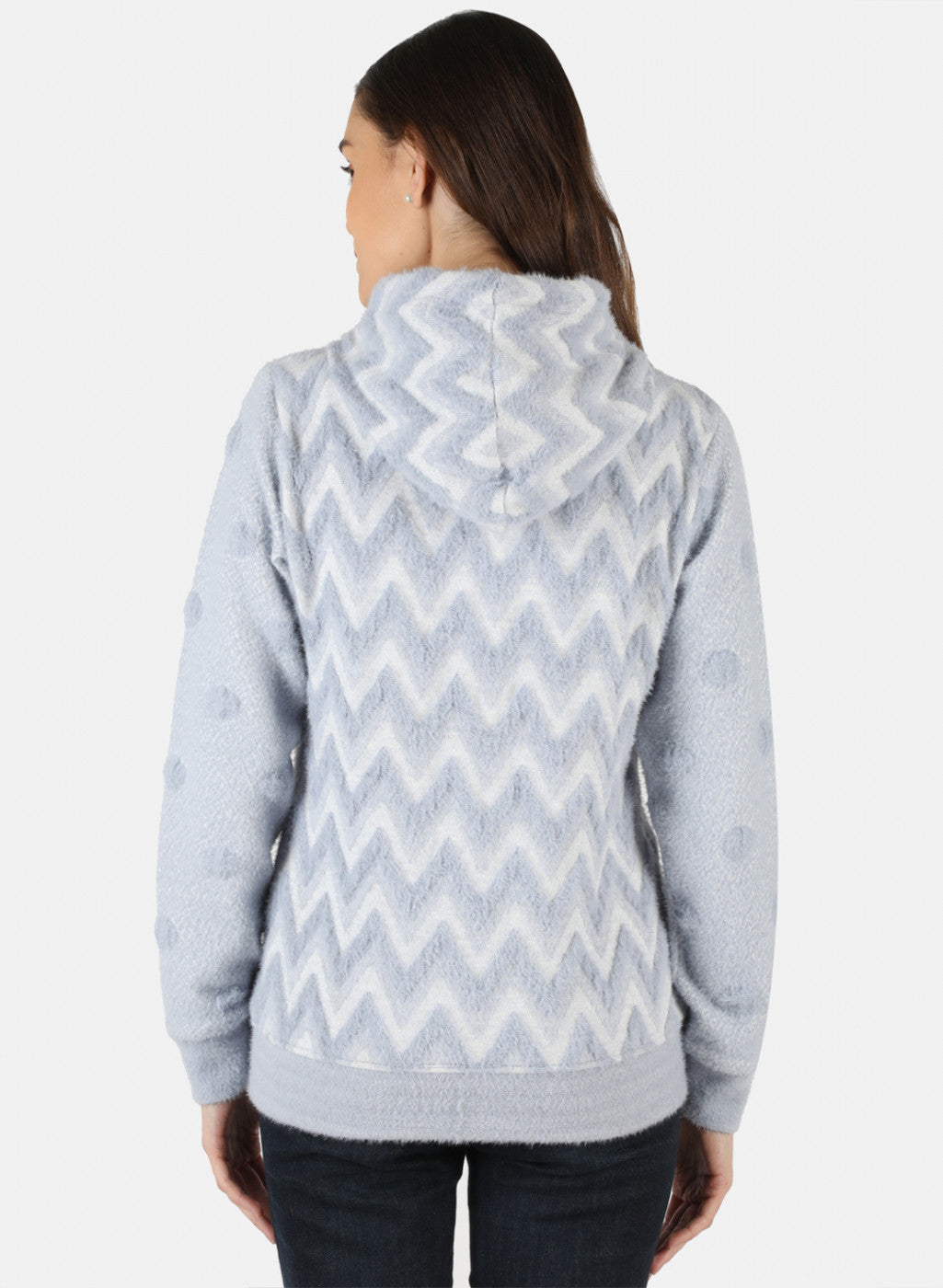 Women Blue Jaquard Sweatshirt