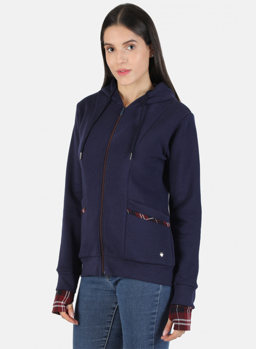 Women Blue Solid Sweatshirt