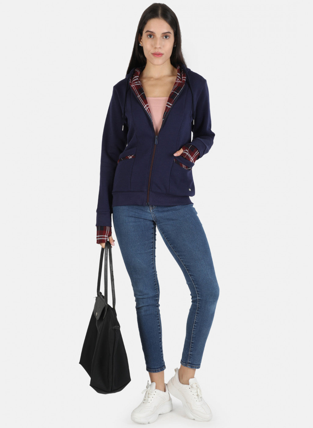 Women Blue Solid Sweatshirt