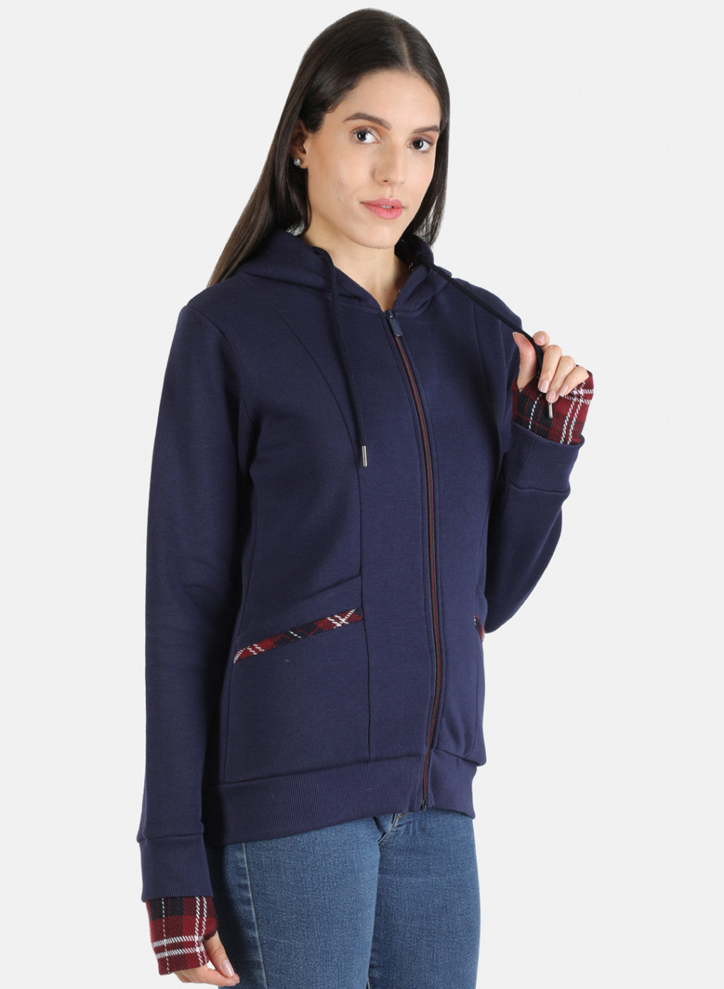 Women Blue Solid Sweatshirt