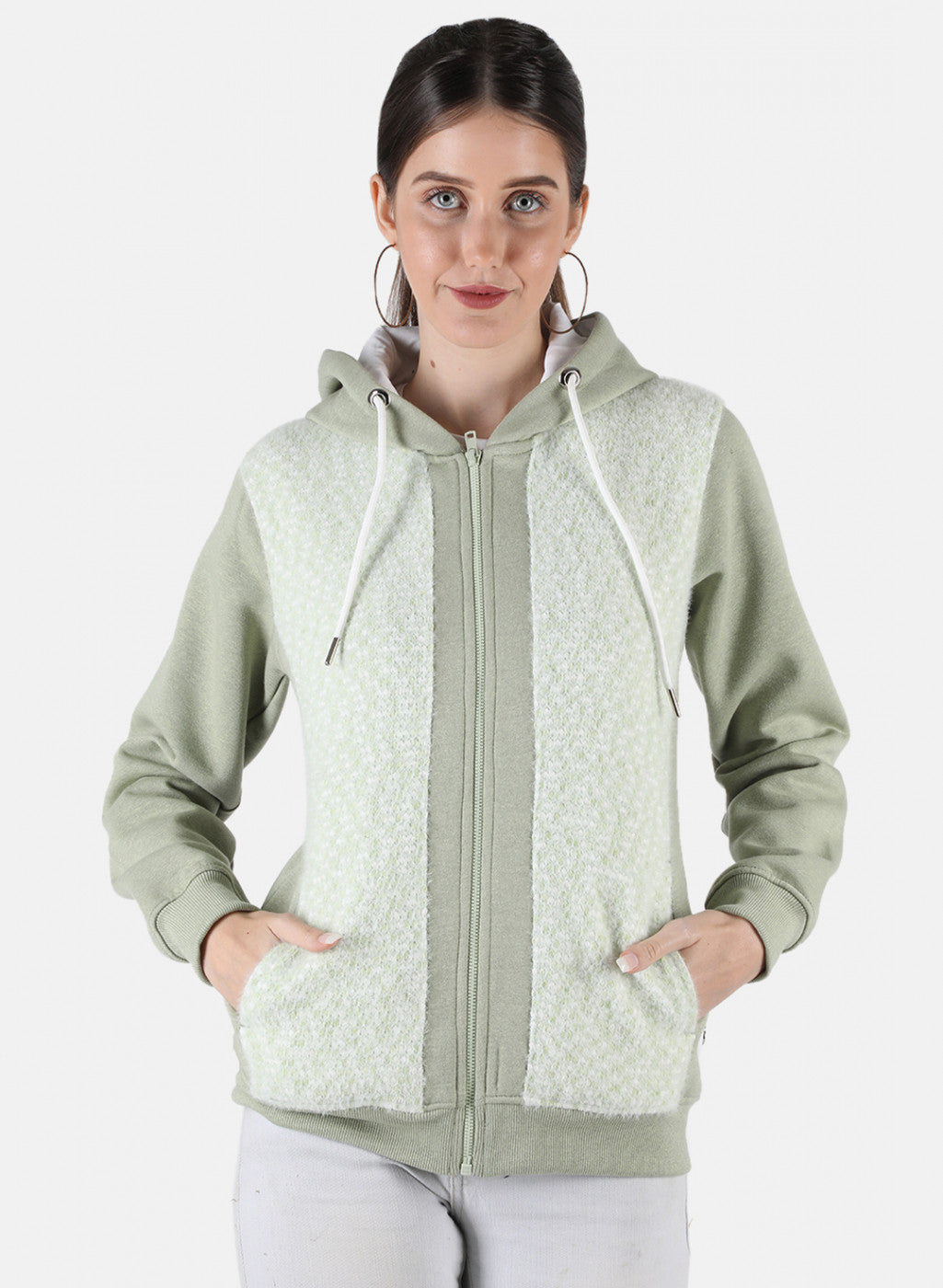 Women Green Jaquard Sweatshirt
