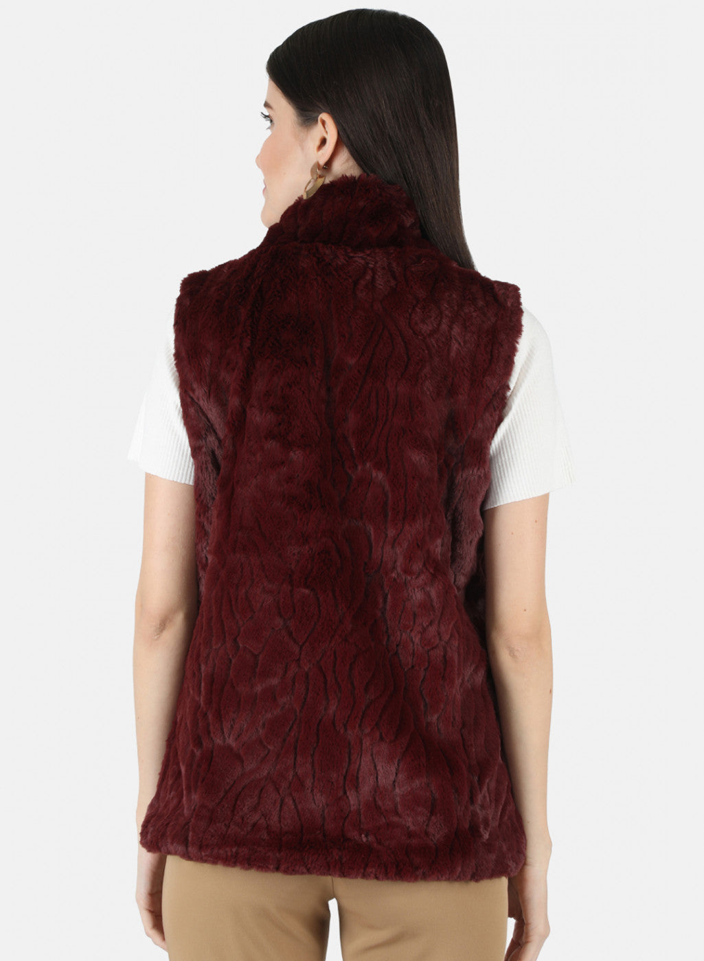 Women Maroon Reversible Solid Sweatshirt