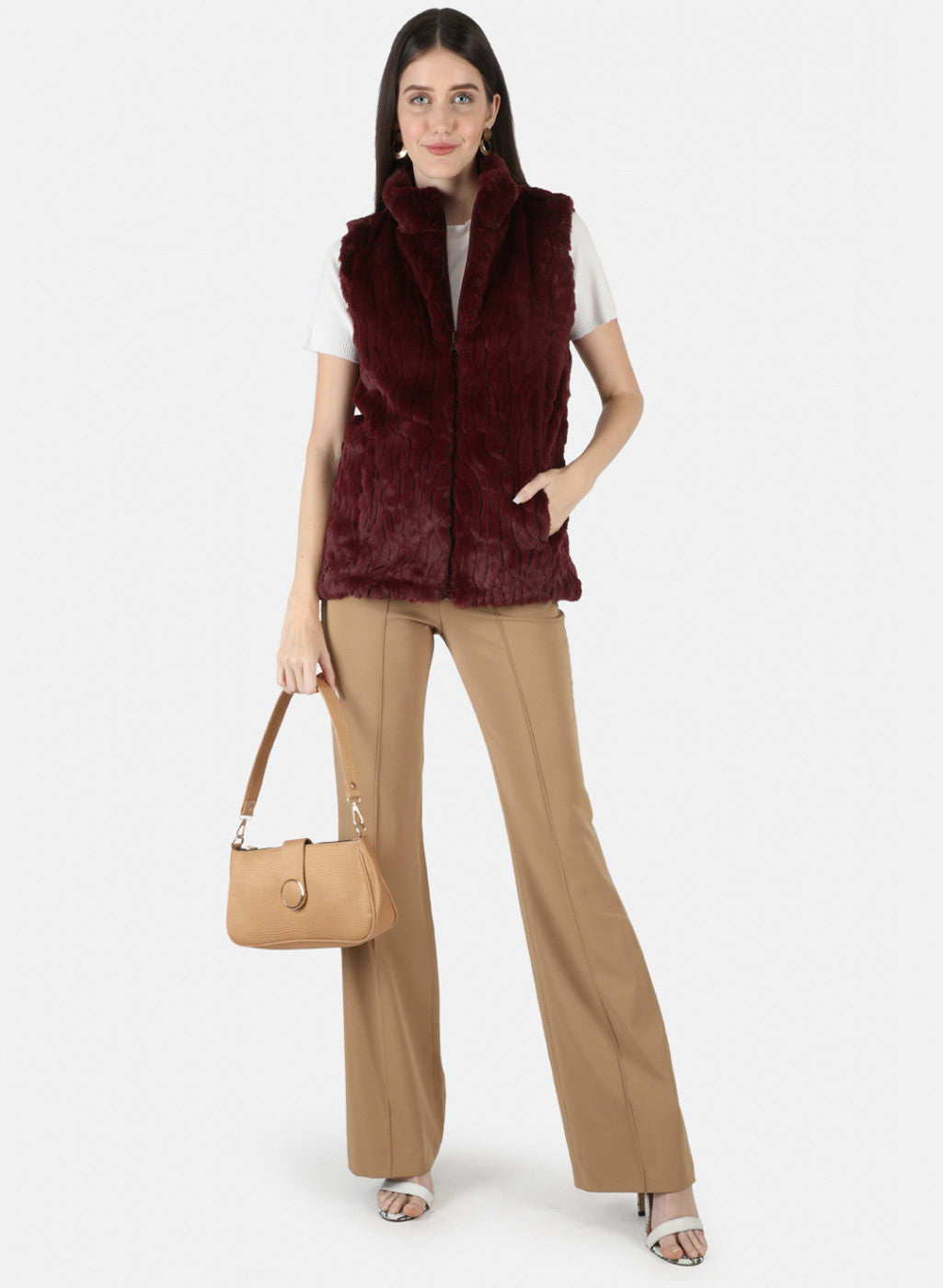 Women Maroon Reversible Solid Sweatshirt