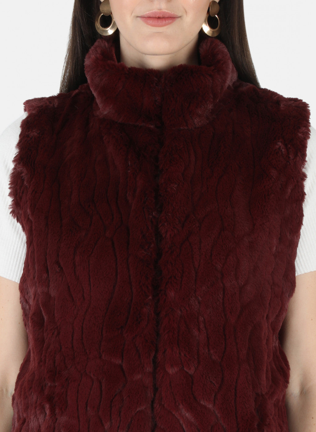 Women Maroon Reversible Solid Sweatshirt