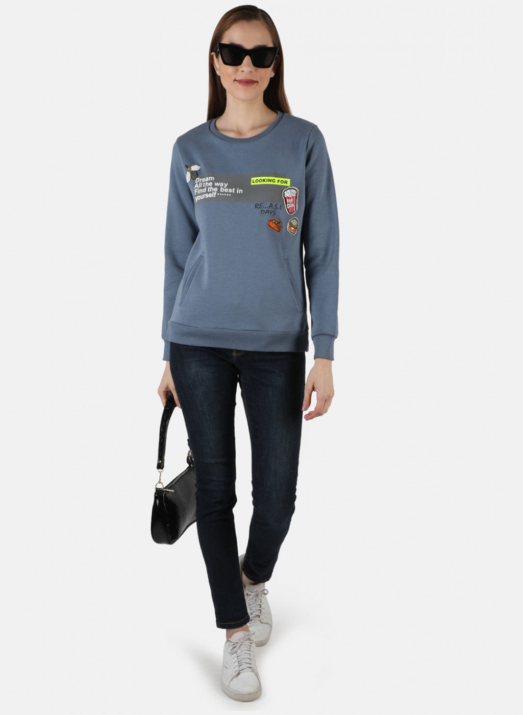 Women Grey Printed Sweatshirt
